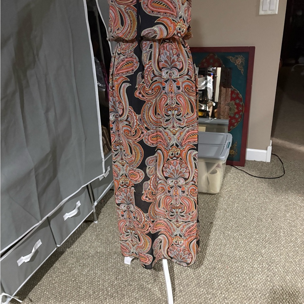Enfocus Studio NWOT Sz 6 Black & Orange Paisley maxi sun Dress - Picture 8 of 12